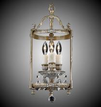 American Brass & Crystal LT2208-ATK-12G-PI - 3 Light 8 inch Lantern with Clear Curved glass & Crystal