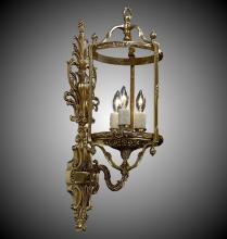 American Brass & Crystal WS2184-07G-ST - 3 Light 8 inch Lantern Wall Sconce with Clear Curved Glass