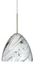 Besa Lighting 1BC-7572MG-LED-SN - Besa Sasha LED Pendant 1Bc Marble Grigio Satin Nickel 1x9W LED