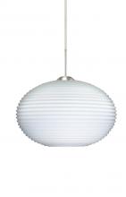 Besa Lighting 1JT-491207-LED-SN - Besa Pendant Pape 10 Satin Nickel Opal Ribbed 1x9W LED