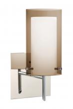 Besa Lighting 1SW-S44007-LED-CR-SQ - Besa Pahu 4 Wall With SQ Canopy 1SW Transparent Smoke/Opal Chrome 1x5W LED