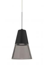 Besa Lighting 1XT-TIMO6BS-LED-SN - Besa, Timo 6 Cord Pendant,Smoke/Black, Satin Nickel Finish, 1x9W LED