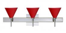 Besa Lighting 3SW-5121RM-CR-SQ - Besa Wall With Sq Canopy Kani Chrome Ruby Matte 3x40W G9