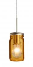 Besa Lighting J-MILO4AM-SN - Besa Pendant For Multiport Canopy Milo 4 Satin Nickel Amber 1x40W Medium Base A15