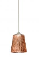 Besa Lighting XP-5125CF-SN - Besa Pendant Nico 4 Satin Nickel Stone Copper Foil 1x35W Halogen