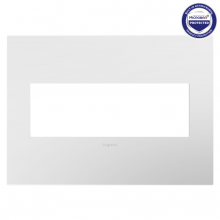 Legrand AWP3GWHW4 - adorne® Gloss White-on-White Three-Gang Screwless Wall Plate with Microban®