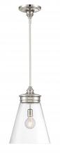 Norwell 4811-PN-CL - Emma 1-Light Glass Pendant - Polished Nickel