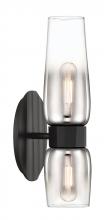 Norwell 9760-MB-CLGR - Flame 2-Light Vanity Sconce - Matte Black