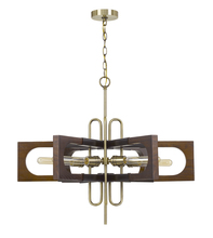 CAL Lighting FX-3728-6 - 60W X 6 Sneek Metal/Wood Chandelier (Edison Bulbs Are Not included)