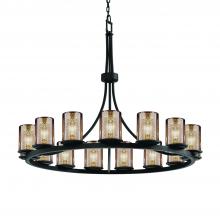 Justice Design Group FSN-8715-10-MROR-MBLK - Dakota 15-Light 1-Tier Ring Chandelier