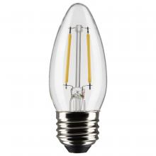 Satco Products Inc. S21832 - 3 Watt B11 LED; Clear; Medium Base; 2700K; 250 Lumens; 120 Volt; 2-Pack