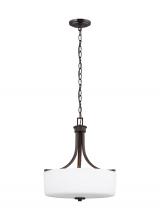 Generation Lighting 6528803EN3-710 - Canfield modern 3-light LED indoor dimmable ceiling pendant hanging chandelier pendant light in bron