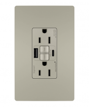 Legrand Radiant 1597TRUSBACNIC4 - radiant® Tamper-Resistant 15A Duplex Self-Test GFCI Receptacles with SafeLock® Protection, USB Type 