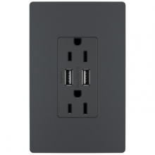 Legrand Radiant TM826USBGCCV4 - radiant® 15A Tamper-Resistant USB Outlet, Graphite