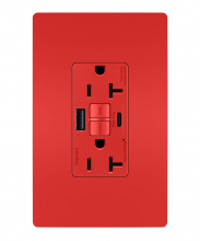 Legrand Radiant 2097TRUSBACRED - radiant® Tamper-Resistant 20A Duplex Self-Test GFCI Receptacles with SafeLock® Protection, Type A/C 