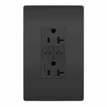 Legrand Radiant TR20USBPDBK - radiant® 20A Tamper Resistant Ultra Fast PLUS Power Delivery USB Type C/C Outlet, Black