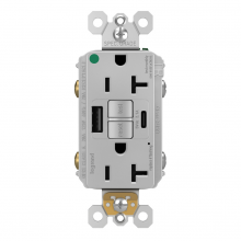 Legrand Radiant 2097HGTRUSBACGRY - radiant? Hospital Grade Tamper-Resistant 20A Duplex Self-Test GFCI Receptacles with SafeLock?