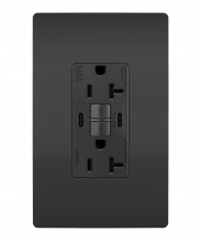 Legrand Radiant 2097TRWRUSBCCBK - radiant® Tamper-Resistant Weather-Resistant Duplex Self-Test GFCI with USB Type A/C Outlet, Black