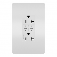 Legrand Radiant TR20USBPDWCC6 - radiant? 20A Tamper Resistant Ultra Fast PLUS Power Delivery USB Type C/C Outlet, White (6 pack)