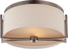 Nuvo 60/4861 - Gemini - 2 Light Flush Dome with Khaki Fabric Shade - Hazel Bronze Finish